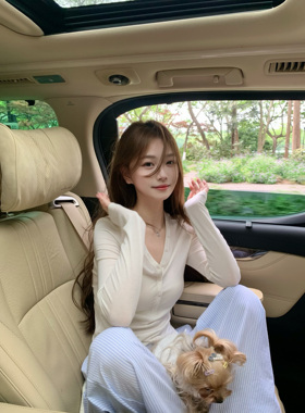 清仓特价 微微入夏 丝滑V领打底防晒罩衫女长袖2025新款气质上衣