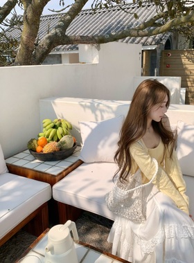 清仓特价 淡颜心动 绝美初春小套装女镂空韩系温柔两件套针织开衫