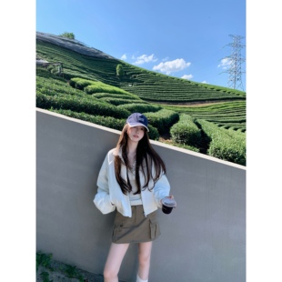 休闲棒球服上衣 外套女春秋2025初秋新款 BBen廓形帅气 白色夹克衫