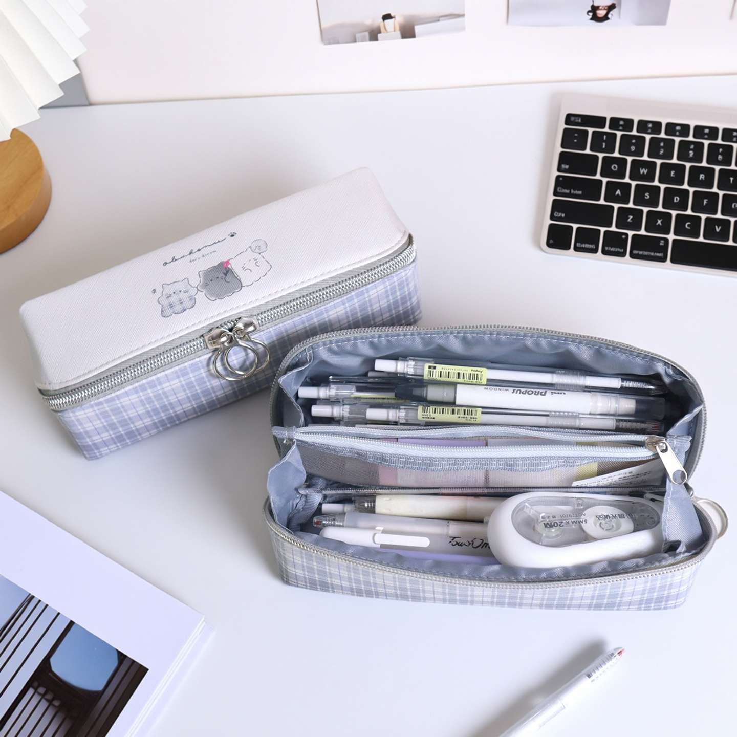 99CREAT日系幽灵猫对角开笔袋