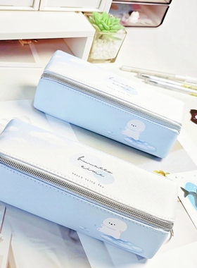 正版日系99CREAT限定可爱棉花小狗笔袋学生大容量抗压文具盒收纳