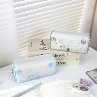 日系99creat小众设计质感硅胶翻盖笔袋大容量可爱卡通ins文具盒