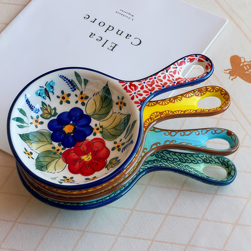 超好看盘子带手柄接碟