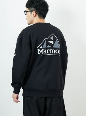 日本代购marmot土拨鼠25秋冬圆领长袖加绒套头卫衣MTFW25USW362IN