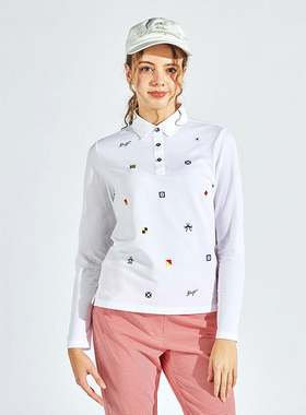 日产MUNSINGWEAR万星威高尔夫女装25春夏长袖POLO衫T恤MG5SLS22L