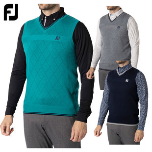 日本代购FootJoy高尔夫男装24秋冬FJ针织V领马甲背心男黑F24-M10