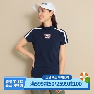 日本Callaway卡拉威高尔夫女装24夏半高领短袖T恤女黑白C24134202