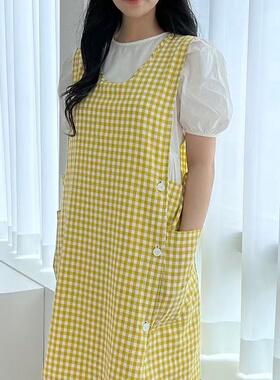 外贸出口日韩宽松围裙厨房烘焙花艺奶茶咖啡师幼儿园托育工作服