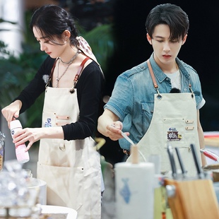 跨境亚马逊中餐厅厨房围裙咖啡师奶茶店美甲美发白色男女工作服