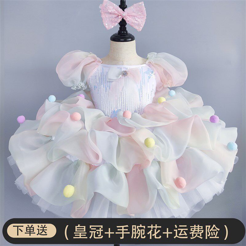 新品儿童a蓬蓬裙演出服六一幼儿可爱公主裙表演服女童亮片糖果纱