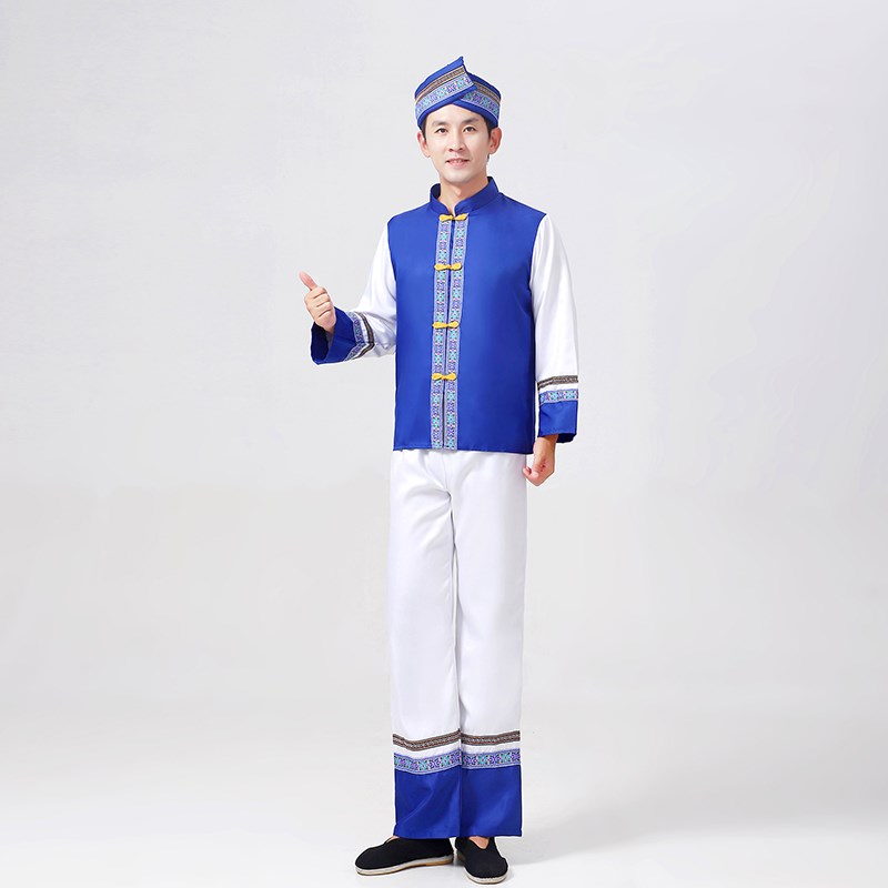 新品新款广西三i月三黎族服装成人男款少数民族服饰舞蹈演出服图片