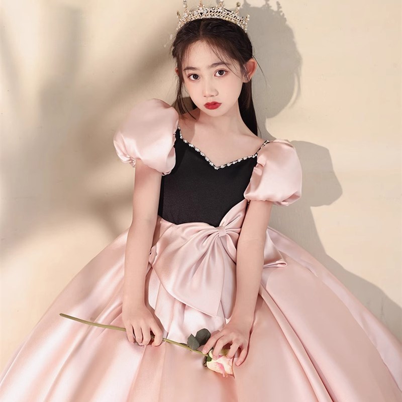 新品粉色公主裙女童高级感轻奢儿童小众I主持人晚礼服裙简约钢琴图片