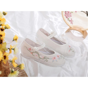 新女童汉服鞋子中大童明制舞蹈表演高平底古代成人配古风古装绣