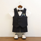 夏季 西装 男孩演出服小学生西 男童礼服主持人小礼服u儿童短袖 新品