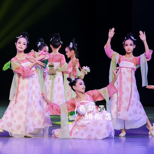 新品池上演出服儿童汉服舞蹈服戏莲荷花荷叶舞蹈道T具上春山古典