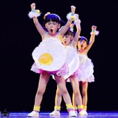 旦儿表 蓬蓬裙可爱元 新品 我爱荷包蛋演出服幼儿小荷风采舞F蹈服装