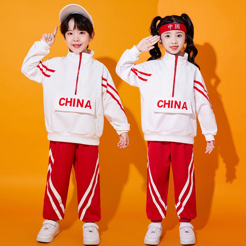 新品儿童啦啦队演出服小学生运动会开F幕式入场体操服装幼儿园班