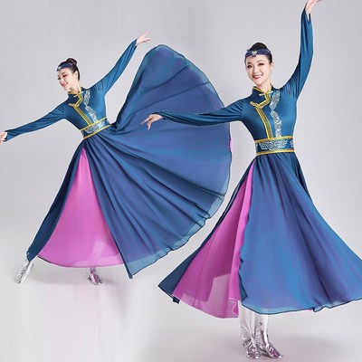 新选新款蒙古演出l服舞蹈藏族蒙族剧目大摆裙套装上衣民族艺考成
