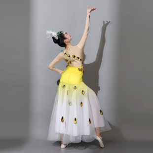 新品新款女傣族舞蹈演出服成人孔B雀舞艺考表演服装修身包臀鱼尾