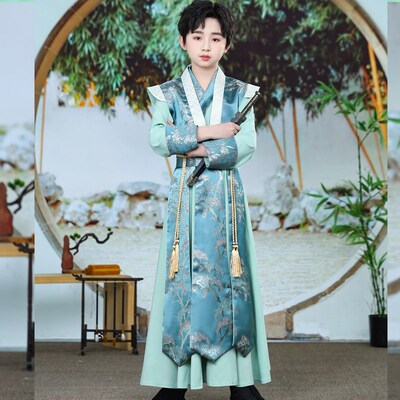 新选男童汉服夏季2025新款青z少年儿童古装演出服古风帅气少爷男