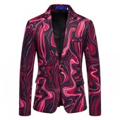 礼服演出服1815x956F75 一粒扣海浪纹印u花西装 新品 外贸男士