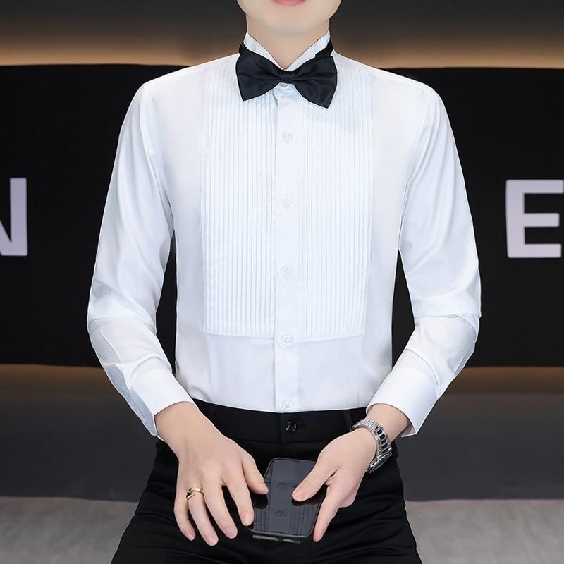 新品结婚新郎白衬衫舞台大合唱演出服男装K晚宴会主持人礼服白衬图片