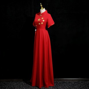 新选新款合唱服团服中国风u礼服红歌诗朗诵旗袍舞台服国庆服成人