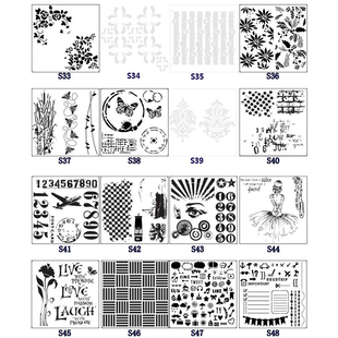 S33-S48 预描花边尺 喷雾绘画 描画遮蔽镂空模板 喷花模
