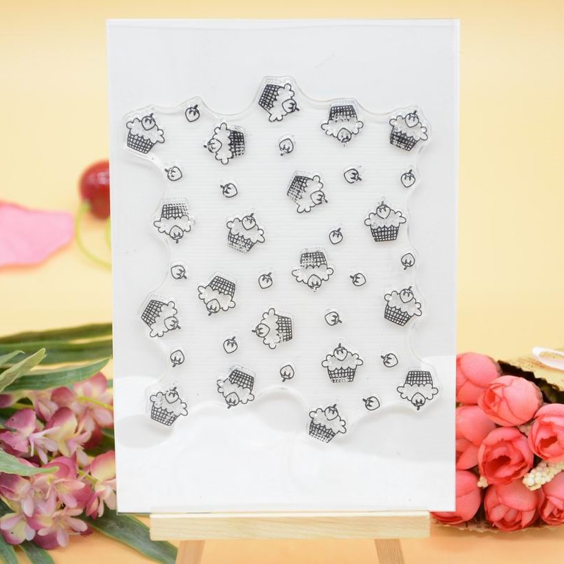 透明印章 scrapbook DIY相册卡片手帐橡皮章成品章图章 背景蛋糕