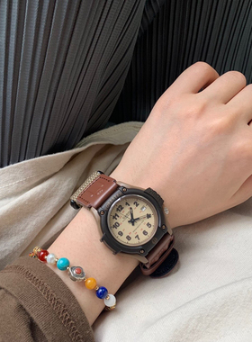 卡西欧CASIO Forester 复古简约女表 森林人简约棕色经典真皮手表