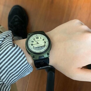 正品日本购卡西欧森林人网红绿表复古双显凌凌同款防水AW-80V-3B