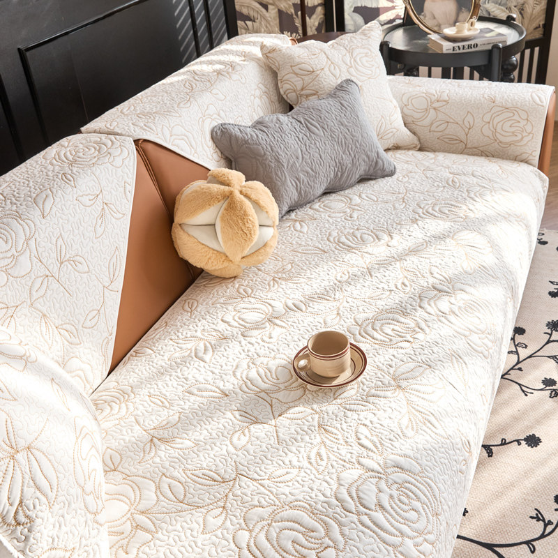 正反两用双面纯棉沙发垫四季通用实木皮沙发坐垫简约全棉沙发套巾