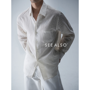26SS超精纺棉桑蚕丝老钱新贵条纹衬衫 SEE 礼物 国王 外套 ALSO