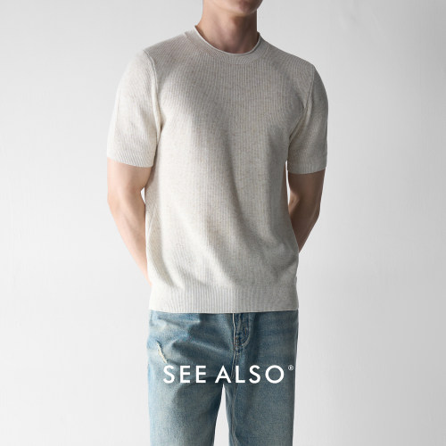 天丝亚麻混纺老钱短袖针织衫t恤