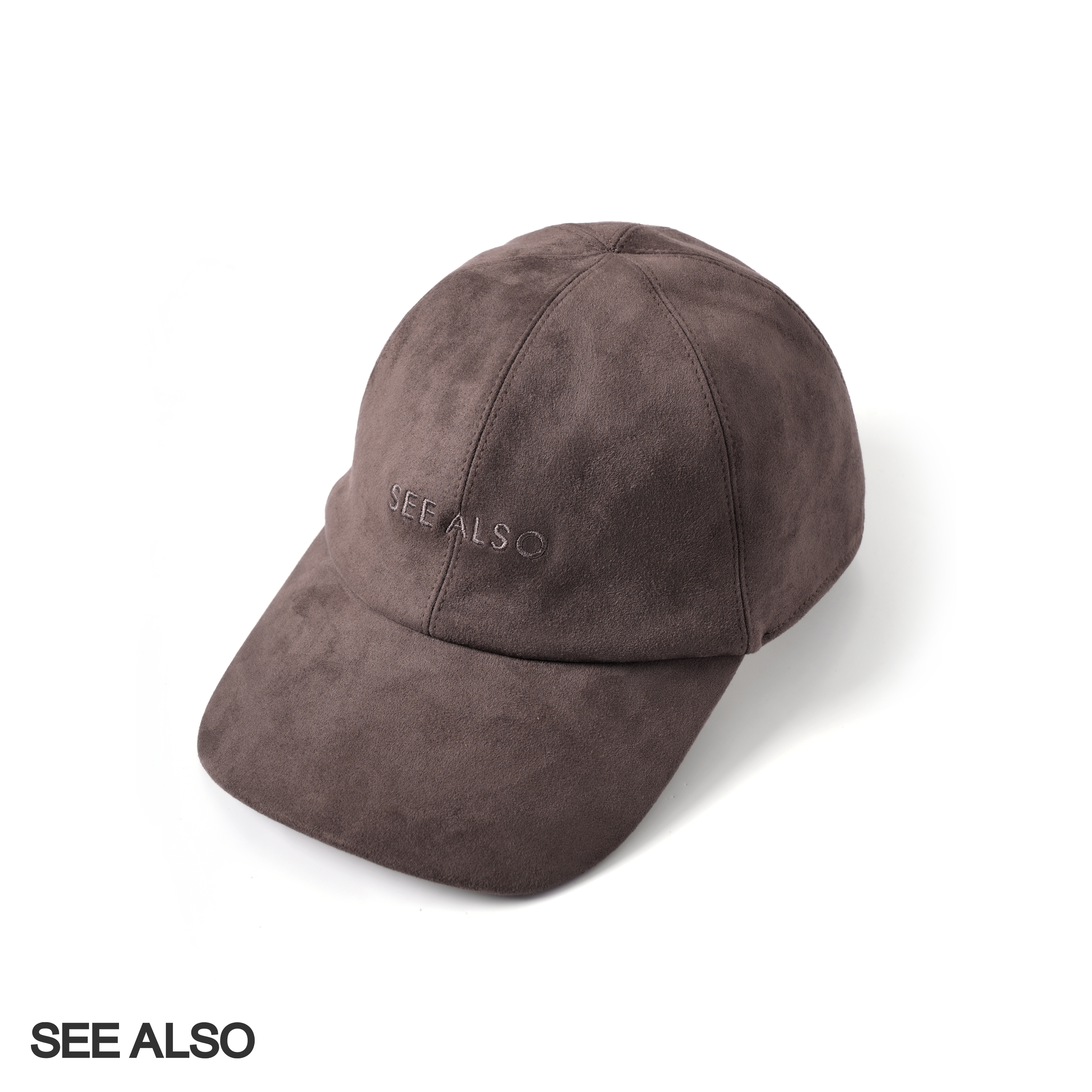 SEE ALSO『黑标旗舰』复古麂皮绒LOGO老钱新贵百搭圆顶极简鸭舌帽