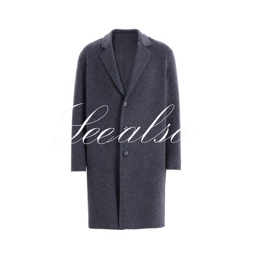 SEE ALSO 驼绒大衣 单排扣纯色翻领大衣男女同款LD3618