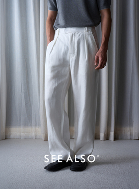 SEE ALSO老钱风男款裤子2026新款春夏季薄款亚麻宽松直筒休闲长裤