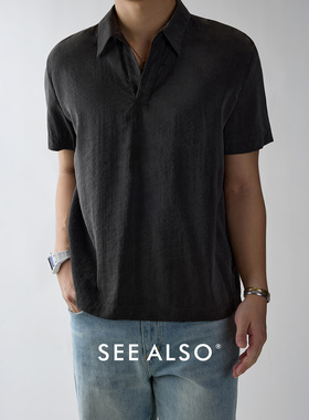 SEE ALSO 桑蚕丝混纺老钱男士衬衫2026新款复古简约高级感短袖t恤