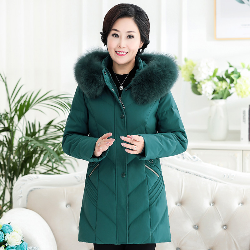 特大码300斤胖妈妈冬装羽绒服外套加肥加大中老年女装毛领防寒服