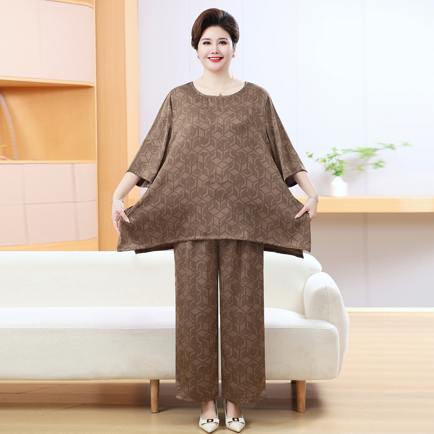 特大码妈妈夏装短袖T恤加肥加大