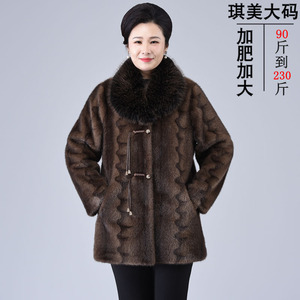 胖妈妈加肥加大码皮毛一体大衣