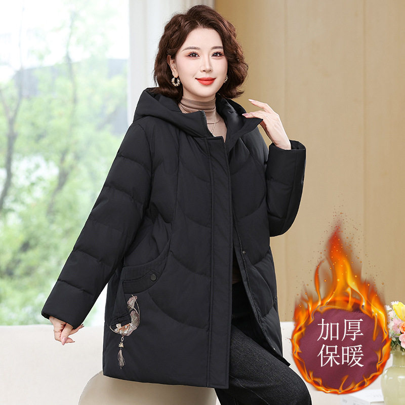 特体中老年人加肥加大码女装妈妈冬装白鸭绒羽绒服外套奶奶200斤