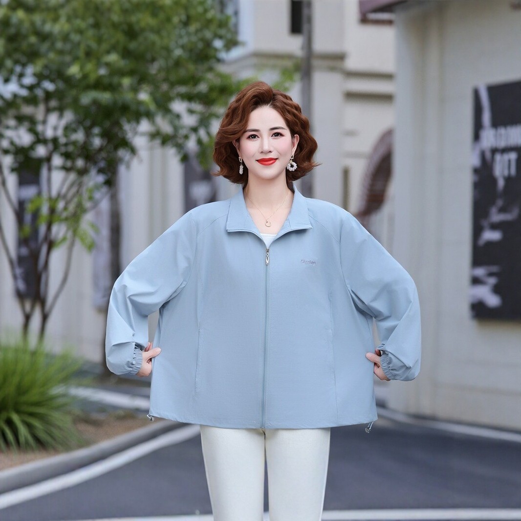 中老年女装春秋薄款夹克妈妈装