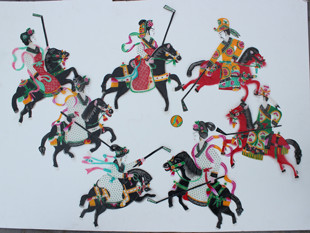 牛皮纯手工雕刻皮影特色工艺品皮影装饰画送老外打马球非遗蹴鞠