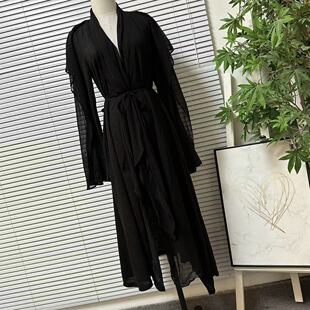 外披连衣裙绑带收腰潮版 品牌单轻奢黑色长袖 40台湾设计款 1117