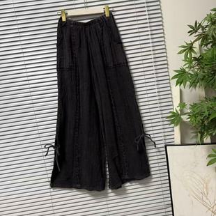 女黑色宽松显瘦绑带休闲裤 1229 49大牌高货极简风高腰阔腿裤