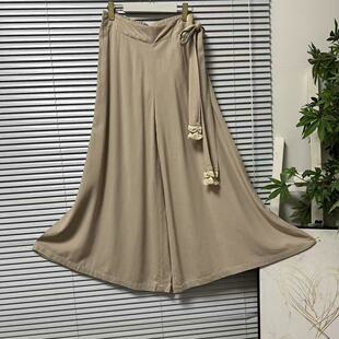 复古休闲风 腰带设计松紧腰经典 0325 19法国单慵懒风宽松休闲裤