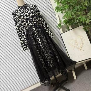 0812-27香港设计师独特剪裁高级感时髦长袖连身裙名媛时尚连衣裙