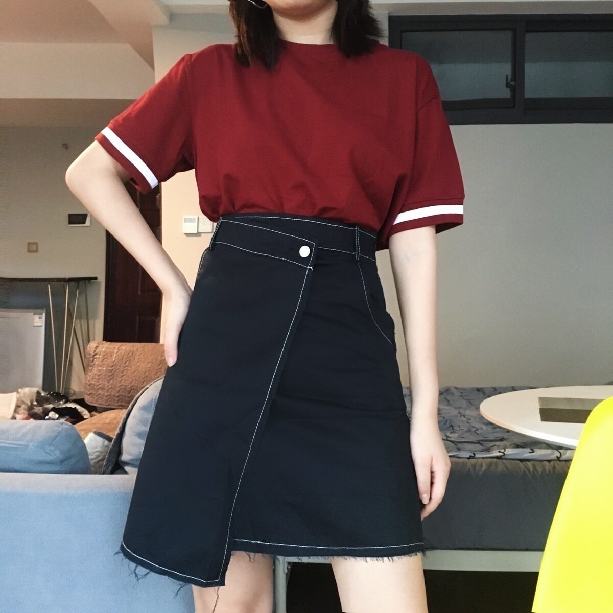 FFSTUDIO 定制 ins超火百搭 假两片式牛毛边牛仔短裙在类目 女装/女士精品, 半身裙中 - 来自Buy2taobao.com提供专业的淘宝代购服务