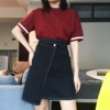 FFSTUDIO customized ins Super fire all-match Two Flash denim skirt